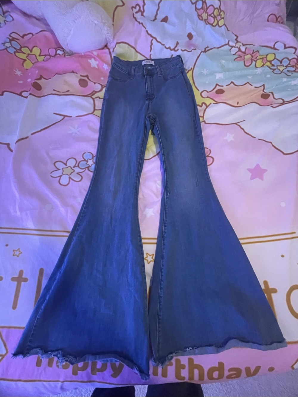 Vibrant Indigo Flared Wide-Leg Jeans